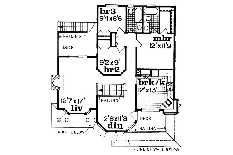 Home Plan - Floor Plan - Upper Floor for Country House Plan #47-727 - 3 bed, 2 bath