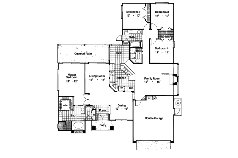 Dream House Plan - Floor Plan - Main Floor for Mediterranean House Plan #417-487 - 4 bed, 2 bath