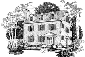 House Blueprint - Exterior - Front Elevation for Classical House Plan #72-987 - 3 bed, 2.5 bath