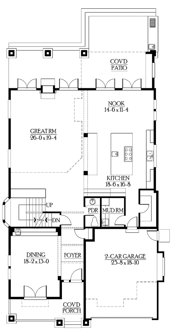 Craftsman Floor Plan - Main Floor Plan #132-445