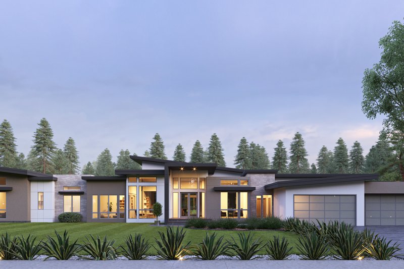 House Plan Design - Exterior - Front Elevation 3 for Modern House Plan #1066-217 - 4 bed, 4.5 bath