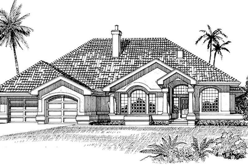 House Plan Design - Mediterranean Exterior - Front Elevation Plan #47-1011
