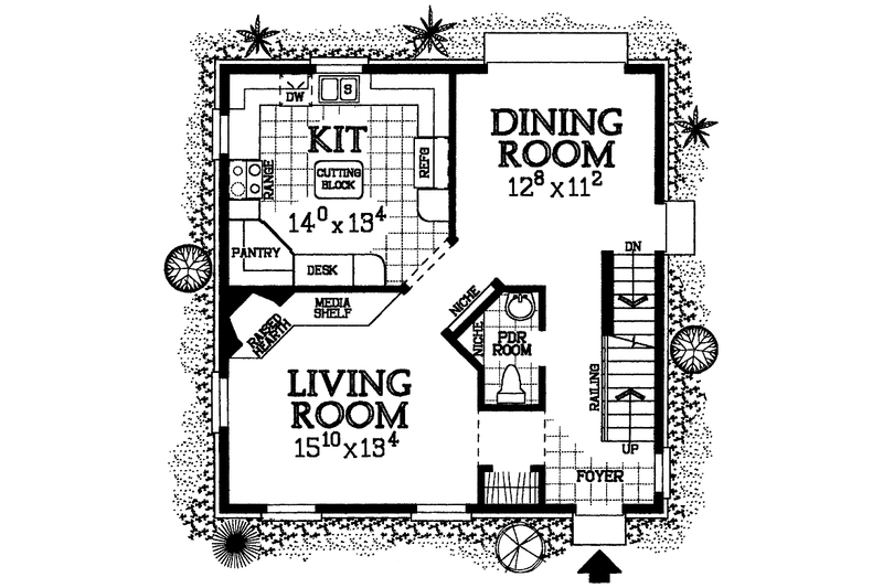 House Blueprint - Floor Plan - Main Floor for Colonial House Plan #72-986 - 2 bed, 2.5 bath