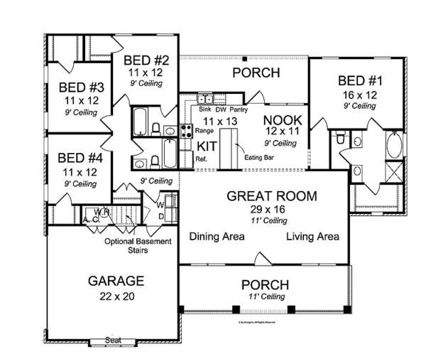 House Design - Country Floor Plan - Main Floor Plan #513-2137