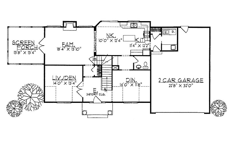 Architectural House Design - Floor Plan - Main Floor for Colonial House Plan #70-1317 - 3 bed, 2.5 bath