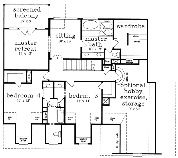 Dream House Plan - Country Floor Plan - Upper Floor Plan #973-2