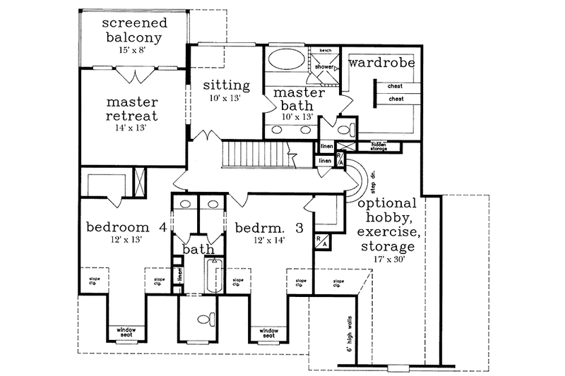 Dream House Plan - Floor Plan - Upper Floor for Country House Plan #973-2 - 4 bed, 3 bath