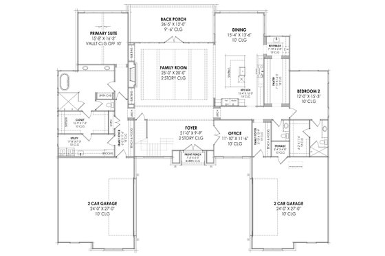 Floor Plan - Main Floor for European House Plan #1096-10 - 4 bed, 4.5 bath