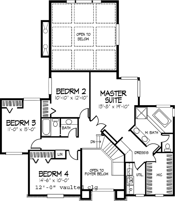 Architectural House Design - Country Floor Plan - Upper Floor Plan #320-880