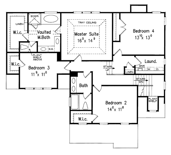 House Blueprint - Classical Floor Plan - Upper Floor Plan #927-616