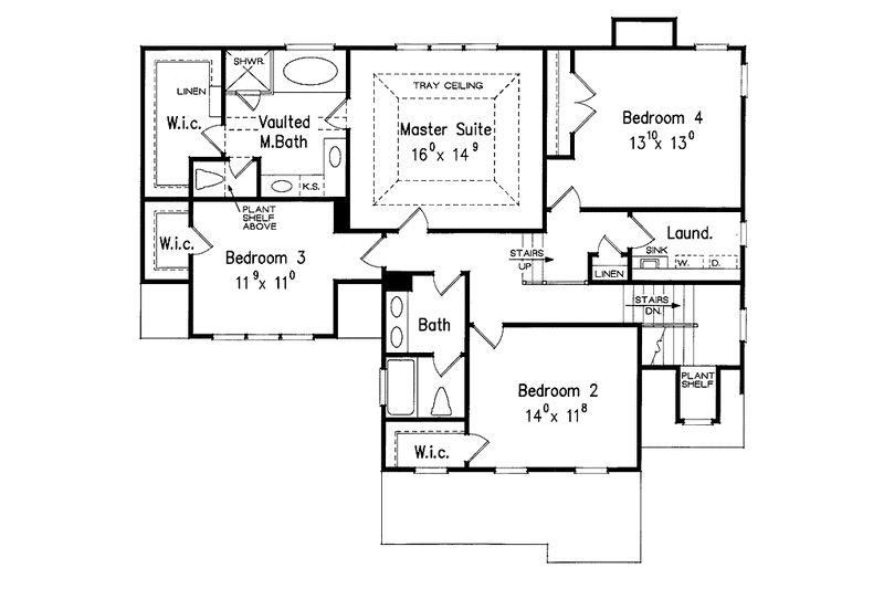 House Blueprint - Floor Plan - Upper Floor for Classical House Plan #927-616 - 4 bed, 2.5 bath