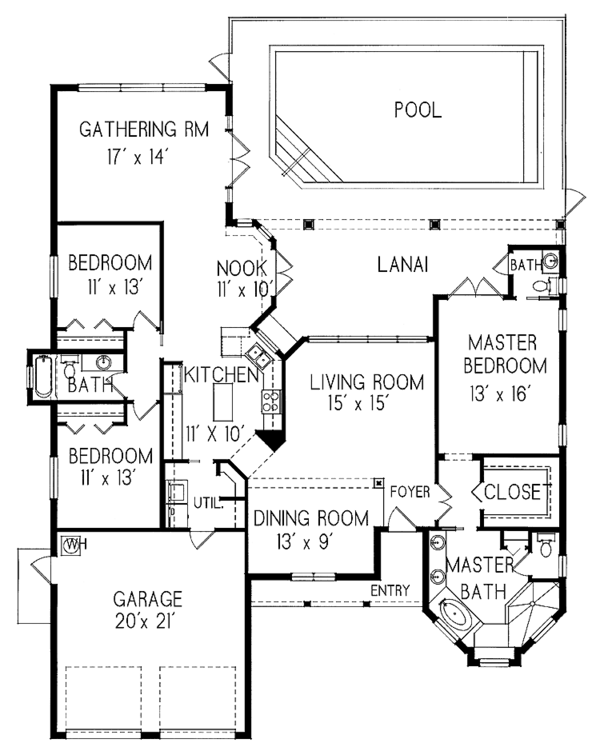 Architectural House Design - Mediterranean Floor Plan - Main Floor Plan #76-120