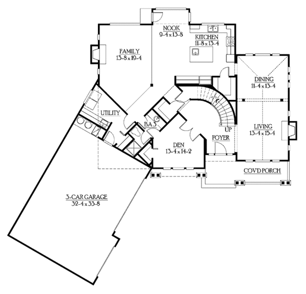 Architectural House Design - Craftsman Floor Plan - Main Floor Plan #132-327