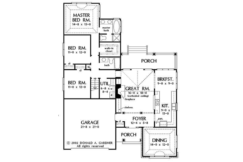 Architectural House Design - Floor Plan - Main Floor for Ranch House Plan #929-676 - 3 bed, 2 bath