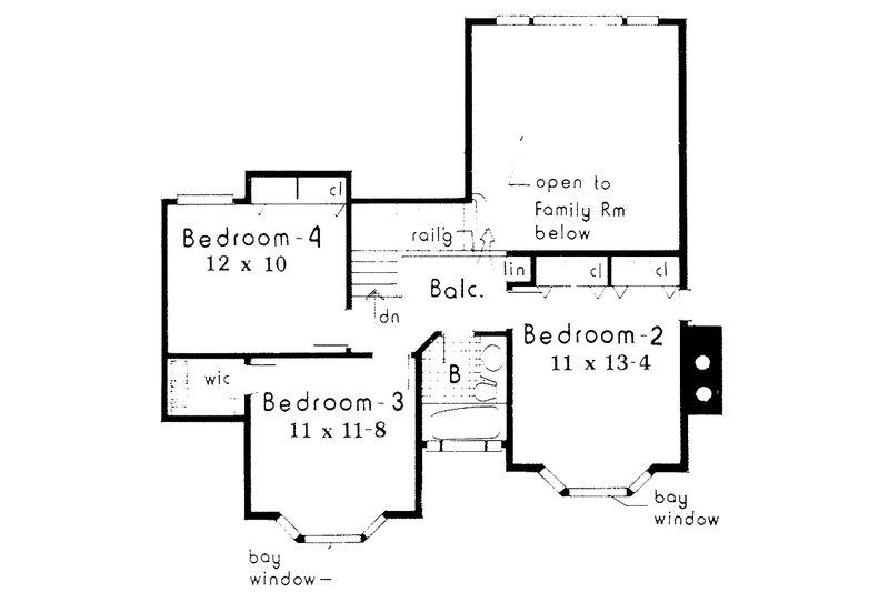 Architectural House Design - Floor Plan - Upper Floor for Colonial House Plan #3-231 - 4 bed, 2.5 bath