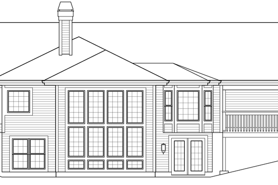 Exterior - Rear Elevation 1 House Plan #57-579 - 3 bed, 2 bath