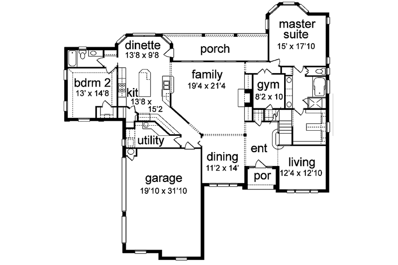 Dream House Plan - Floor Plan - Main Floor for European House Plan #84-712 - 4 bed, 4 bath