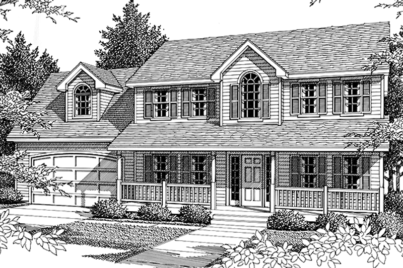House Blueprint - Country Exterior - Front Elevation Plan #1037-31