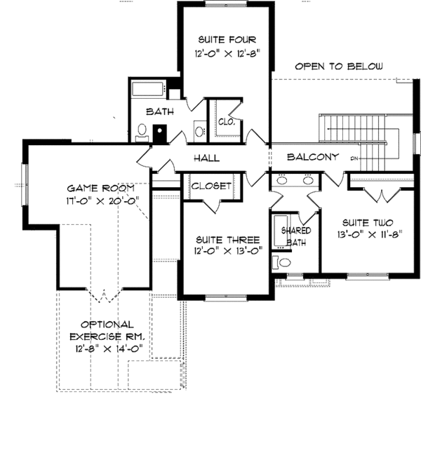 Home Plan - Tudor Floor Plan - Upper Floor Plan #413-910