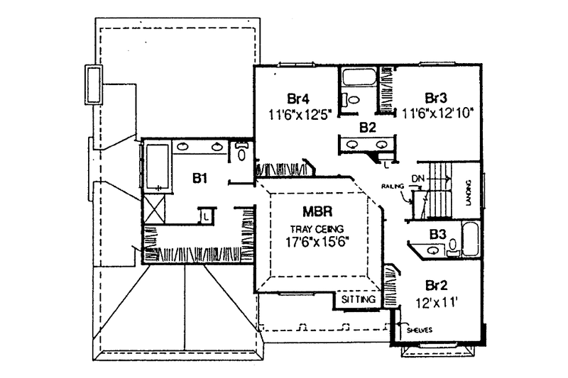 Dream House Plan - Floor Plan - Upper Floor for Traditional House Plan #334-131 - 4 bed, 3.5 bath