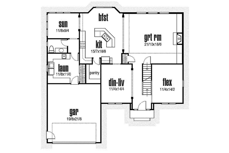 Home Plan - Floor Plan - Main Floor for Traditional House Plan #435-7 - 3 bed, 2.5 bath
