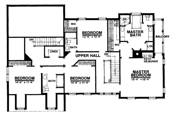 Dream House Plan - Colonial Floor Plan - Upper Floor Plan #1016-35