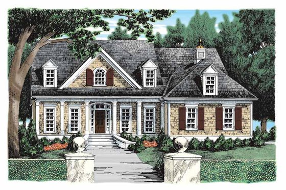Exterior - Front Elevation 3 for Country House Plan #927-934 - 4 bed, 3 bath