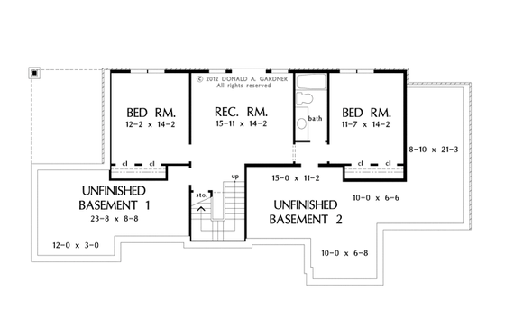 Floor Plan - Lower Floor for Craftsman House Plan #929-953 - 4 bed, 3 bath