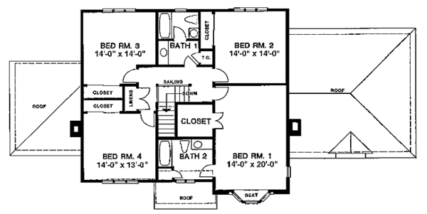 Architectural House Design - Tudor Floor Plan - Upper Floor Plan #1001-154