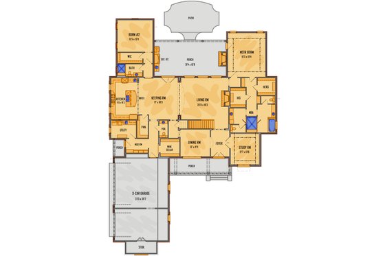 Floor Plan - Main Floor for European House Plan #1081-36 - 4 bed, 4.5 bath