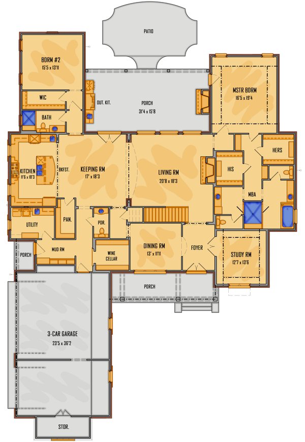 European Floor Plan - Main Floor Plan #1081-36