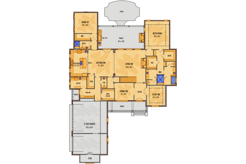 Architectural House Design - Floor Plan - Main Floor for European House Plan #1081-36 - 4 bed, 4.5 bath