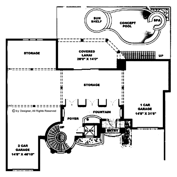 House Plan Design - Mediterranean Floor Plan - Main Floor Plan #1017-48