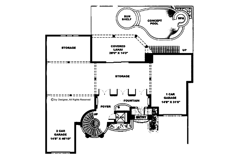 Architectural House Design - Floor Plan - Main Floor for Mediterranean House Plan #1017-48 - 4 bed, 4.5 bath