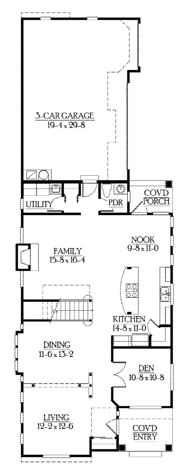 Architectural House Design - Craftsman Floor Plan - Main Floor Plan #132-384