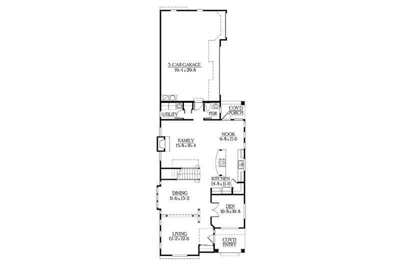 Home Plan - Floor Plan - Main Floor for Craftsman House Plan #132-384 - 4 bed, 2 bath