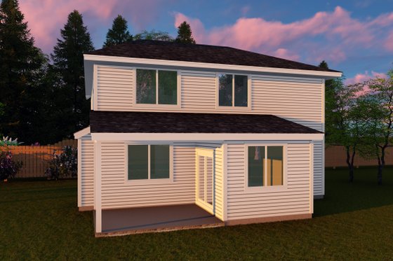 Exterior - Rear Elevation for Prairie House Plan #53-754 - 4 bed, 2.5 bath