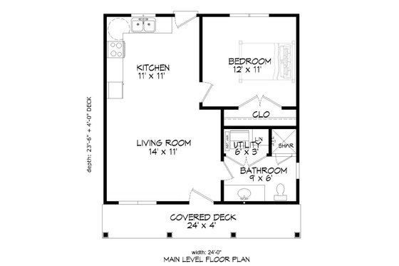 Floor Plan - Main Floor for Traditional House Plan #932-101 - 1 bed, 1 bath