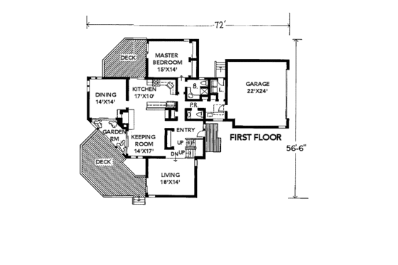 Floor Plan - Main Floor for Contemporary House Plan #312-842 - 4 bed, 2 bath