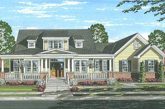 Exterior - Front Elevation 4 for Traditional House Plan #46-852 - 4 bed, 2.5 bath