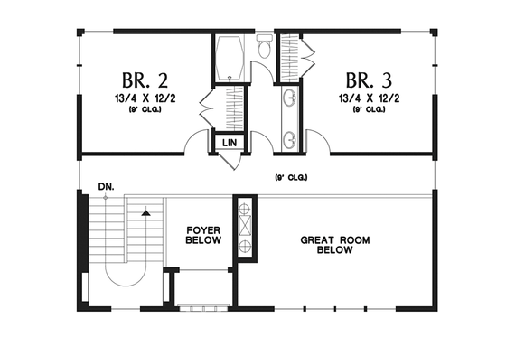 Floor Plan - Upper Floor for Prairie House Plan #48-922 - 3 bed, 2.5 bath