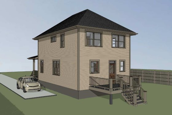 Exterior - Rear Elevation for Southern House Plan #79-198 - 3 bed, 2.5 bath