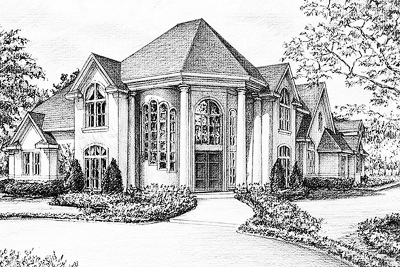 House Blueprint - Exterior - Front Elevation 4 for European House Plan #1021-8 - 4 bed, 3 bath