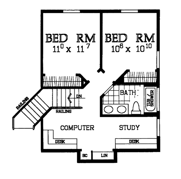 House Plan Design - Country Floor Plan - Upper Floor Plan #72-1005