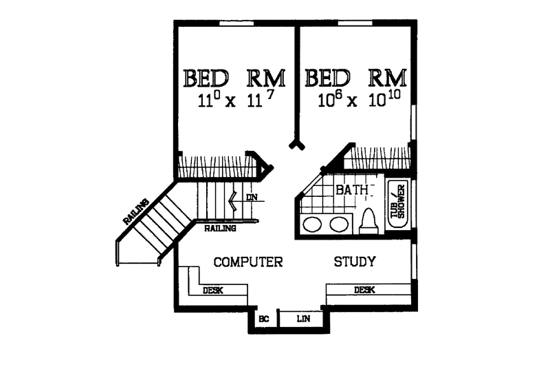 Home Plan - Floor Plan - Upper Floor for Country House Plan #72-1005 - 3 bed, 2.5 bath