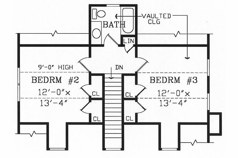 House Design - Floor Plan - Upper Floor for Country House Plan #314-204 - 3 bed, 2.5 bath