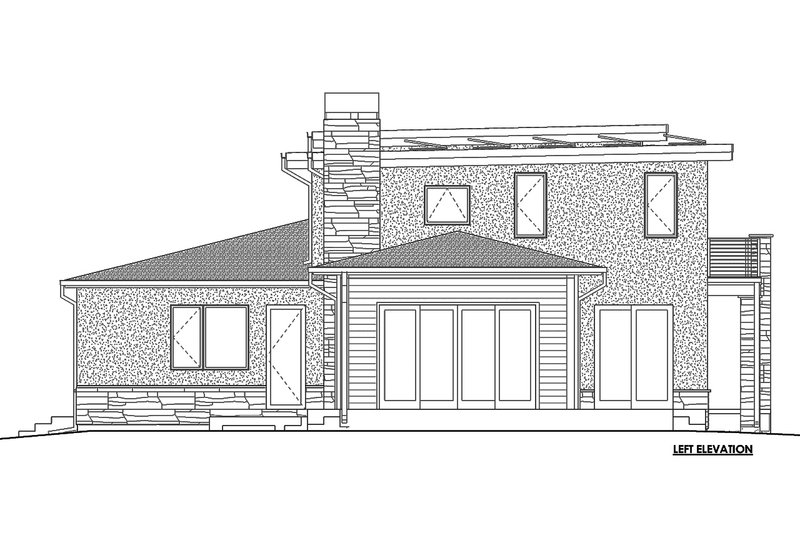 Architectural House Design - B/W left side elevation 