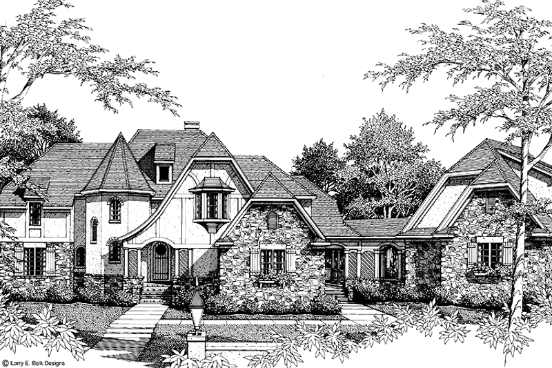 Home Plan - Exterior - Front Elevation 3 for Tudor House Plan #952-139 - 4 bed, 4 bath