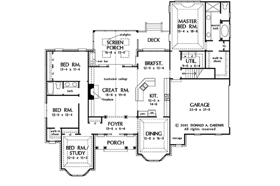 Floor Plan - Main Floor for Colonial House Plan #929-595 - 4 bed, 2 bath