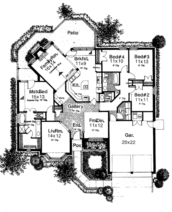 House Plan Design - Ranch Floor Plan - Main Floor Plan #310-1027